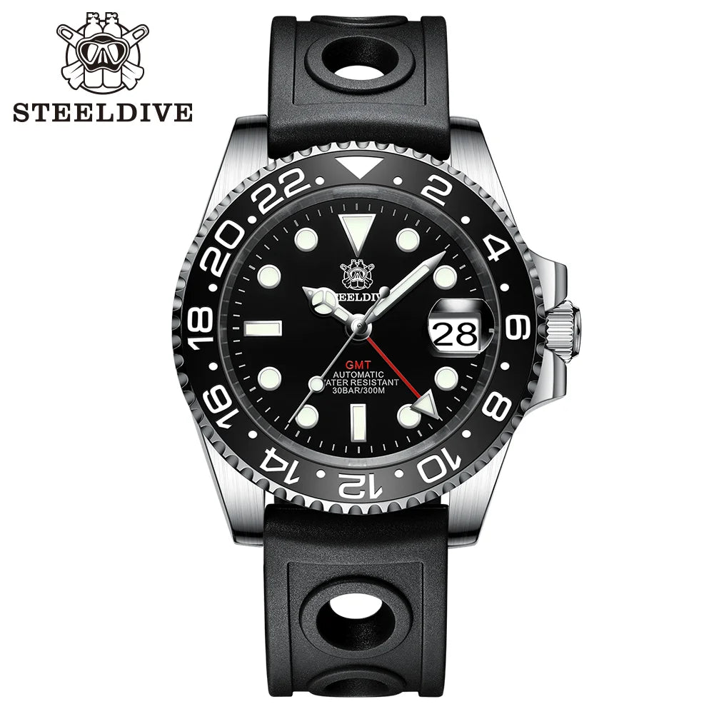 NH34 Movement New In 2023 Four Hands GMT STEELDIVE 41MM SD1993 Super Luminous 300M Waterproof Mens Dive Watch Reloj Ceramic Bzl