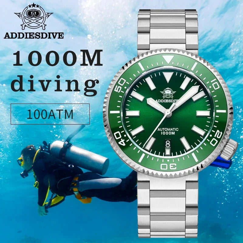 ADDIESDIVE 1000m Dive Watch Luxury Sapphire Men's Watches Waterproof luminous MY-H6 reloj hombre Automatic Mechanical Wristwatch