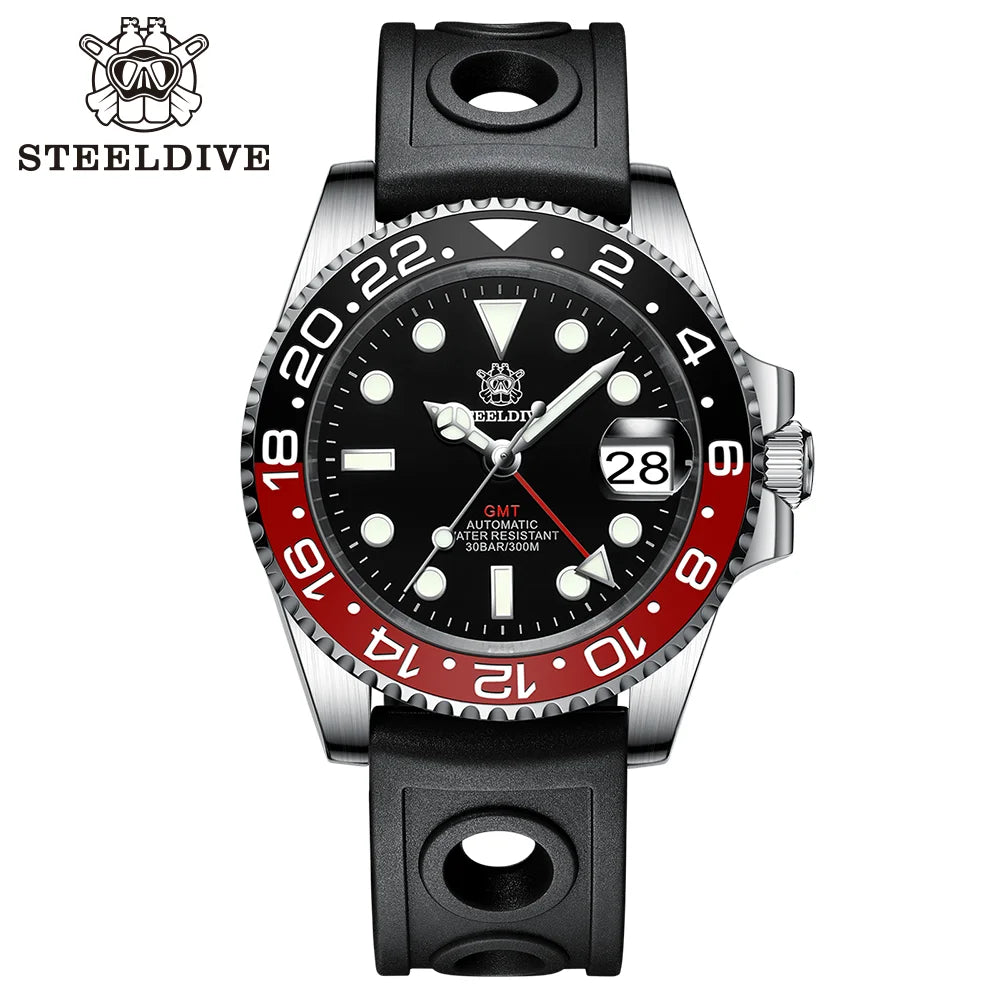 NH34 Movement New In 2023 Four Hands GMT STEELDIVE 41MM SD1993 Super Luminous 300M Waterproof Mens Dive Watch Reloj Ceramic Bzl