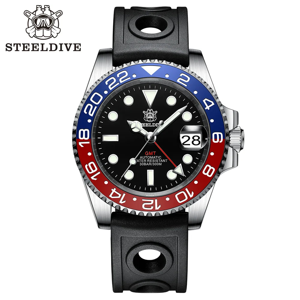 NH34 Movement New In 2023 Four Hands GMT STEELDIVE 41MM SD1993 Super Luminous 300M Waterproof Mens Dive Watch Reloj Ceramic Bzl