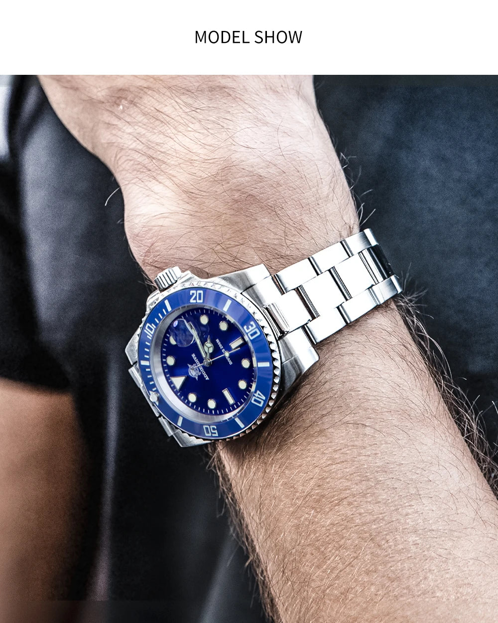 ADDIESDIVE Men's European and American Business Quartz Watch Stainless Steel 200M Diver Luxury Luminous Ceramic Bezel Wristwatch