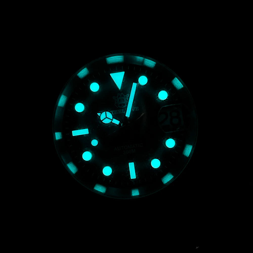 SD1953 STEELDIVE 41mm Super Luminous 30ATM Water Resistant NH35 Automatic Sapphire Water Ghost Mens Dive Watch Milled Clasp