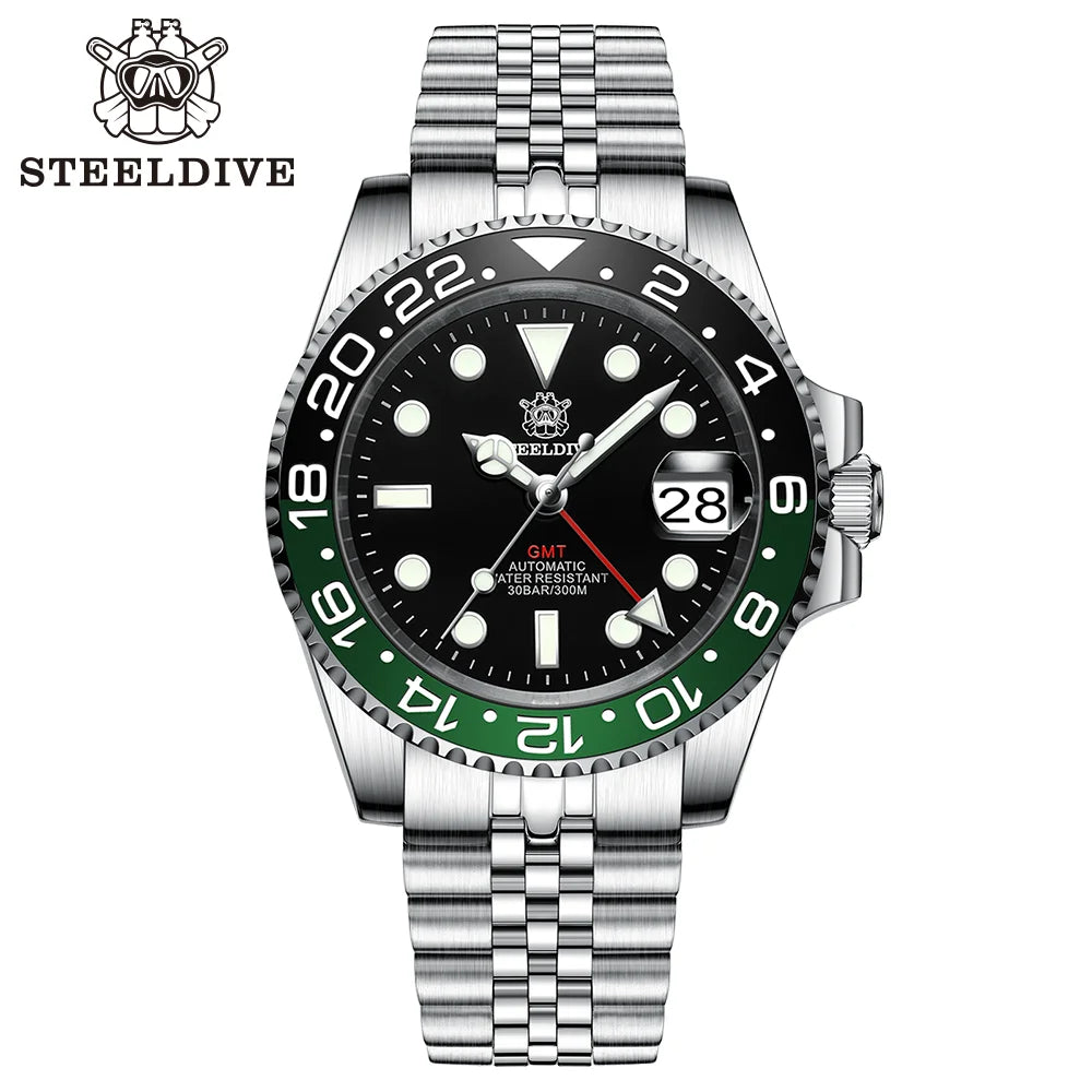 NH34 Movement New In 2023 Four Hands GMT STEELDIVE 41MM SD1993 Super Luminous 300M Waterproof Mens Dive Watch Reloj Ceramic Bzl