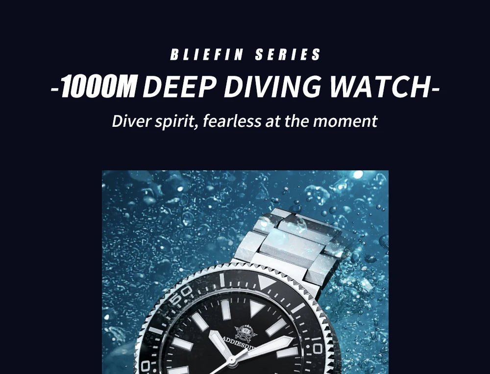 ADDIESDIVE 1000m Dive Watch Luxury Sapphire Men's Watches Waterproof luminous MY-H6 reloj hombre Automatic Mechanical Wristwatch