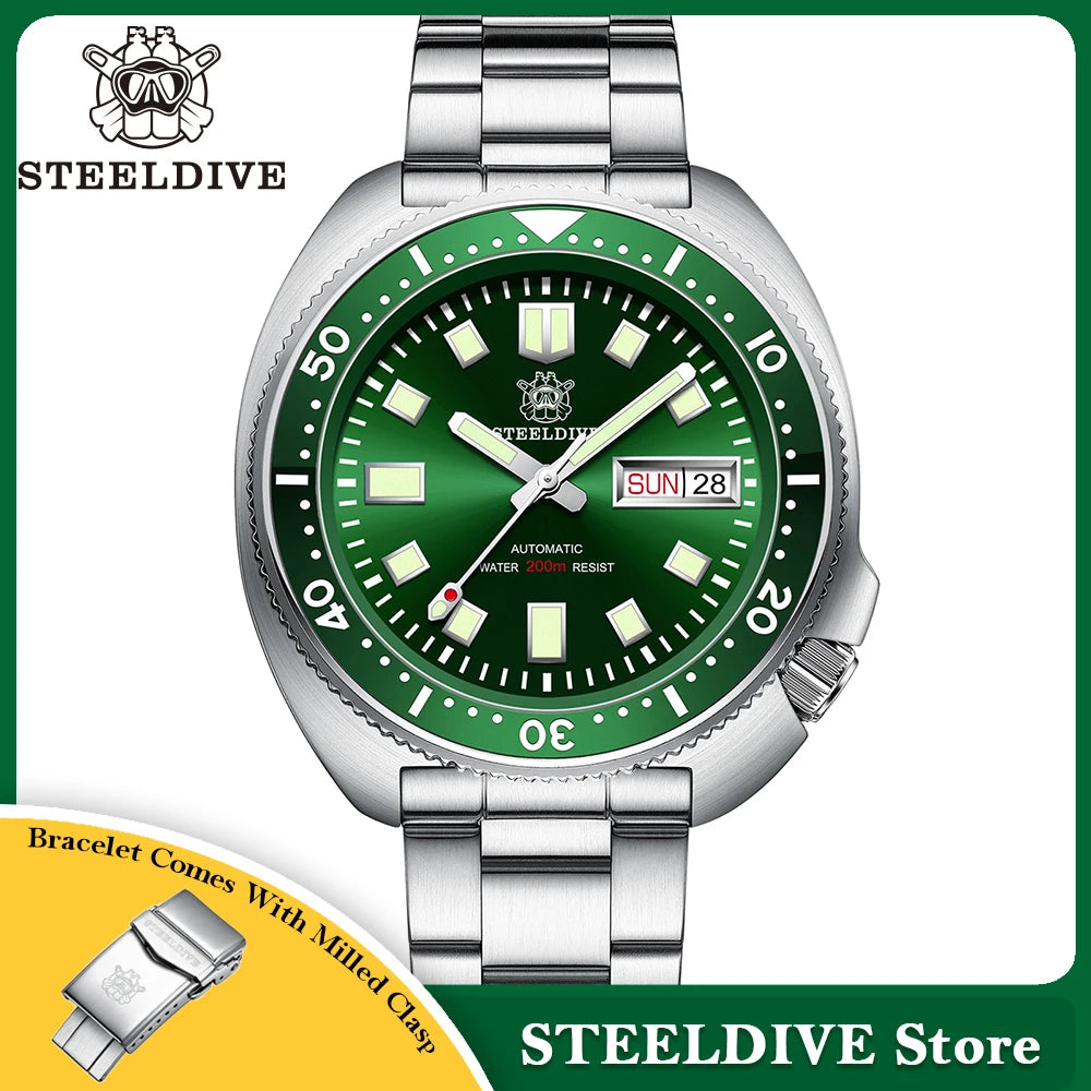 STEELDIVE Brand 44mm Captain Willard Watch Dive Watches Sapphire Watch Men Automatic Wristwatch Turtle